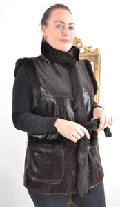 US5144 REAL LAPIN KANIN VEST CONEY FUR VEST RABBIT FUR JACKET - REX KANIN WESTE - Picture 1 of 24