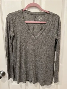 Hollister Damen Must Have Collection leichter Pullover mit V-Ausschnitt grau Gr. Small WEICH! - Bild 1 von 6