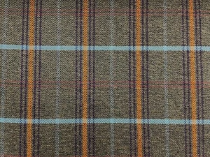 Morgan Herringbone Check Wool Fabric Forest Green Curtain Blind Upholstery - Picture 1 of 8