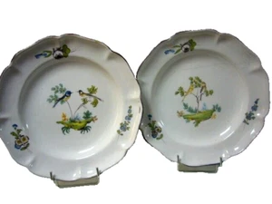 PAIRE D'ASSIETTES EN FAIENCE DE MOUSTIERS DU XVIIIème OISEAUX BRANCHES - Imagen 1 de 7