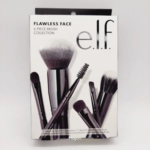 e.l.f. Flawless Face 6 Piece Black Brush Collection Concealer Eyeshadow Angled - Picture 1 of 4