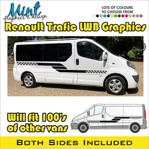 LWB RENAULT TRAFIC Camper Side Stripes Decals Stickers Van Graphics FREE P&P 019 - Picture 1 of 4