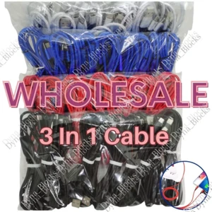 3 in 1 Fast USB Charging Cable Universal Multi Function Phone Charger Cord Lot - Picture 1 of 14