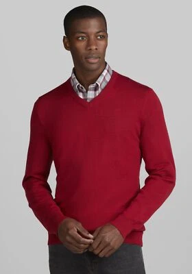 Jos. A. Bank Men's 100% Merino Wool V-Neck Sweater Size 2XLT NWT Red Pullover - Image 1 of 4
