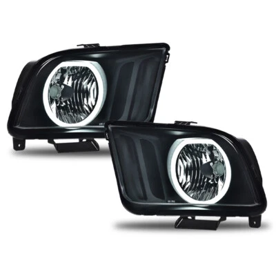 Par de faros halo LED DRL negros/humo aptos para Ford Mustang 2005-2009 Foto 1 de 4