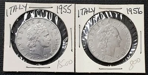 Monedas de 50 liras de Italia 1955 y 1956 - excelente estado, buen detalle - Imagen 1 de 2