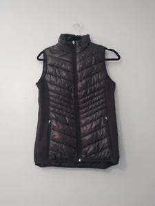 Xersion Women's Size Small Packable Puffer Vest Black Full Zip Shiny Pockets - Picture 1 of 10
