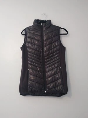 Chaleco acolchado Xersion para mujer talla pequeña empacable negro cremallera completa bolsillos brillantes Foto 1 de 4