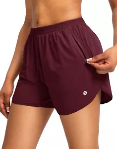 Women's Running Shorts with Zipper Pockets Quick Dry Athletic Workout Gym 3" ... - Picture 1 of 6