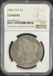 1882 O/S Morgan Silver Dollar $1 NGC Genuine Very Rare - Picture 1 of 2