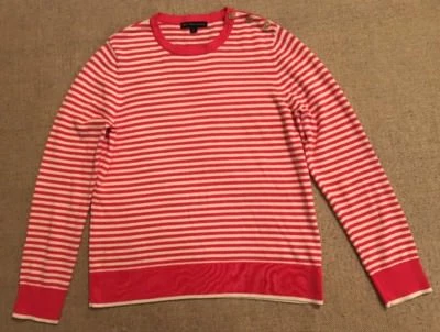 Brooks Brothers 346 Women’s Sweater Large Pink Striped Lightweight #1590 - Image 1 of 3