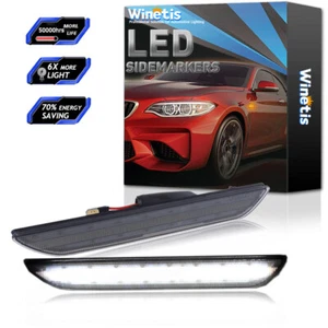For 2015-18 Ford Mustang LED Side Marker Rear Bumper Reflector Light Smoked Lens - Picture 1 of 8