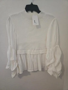 The Life Styled Co Cream Women's Long Sleeve Knit Blouse Size XS NWT - Picture 1 of 2