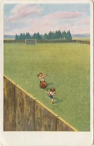 KINDER FUSSBALL SPIELEN - Comic Sport Postkarte - Bild 1 von 2