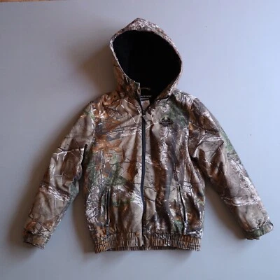 RealTree 迷彩轰炸机夹克连帽青少年男孩孩子 XL 14-16 狩猎 — 第 1/4 张图片
