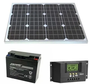 KIT PANNELLO FOTOVOLTAICO 50W BATTERIA RICARICABILE 12V 20ah REGOLATORE 30a - Foto 1 di 1