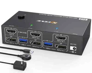 4K@144Hz KVM Switch 2 Monitore 2 Computer 8K@60Hz, MLEEDA HDMI und Displayport - Bild 1 von 5