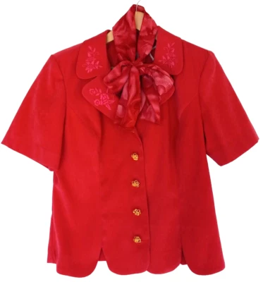 Vintage Leslie Fay Jacket Women's Size 10 Scarf Pink Short Sleeve Barbiecore - Image 1 of 4