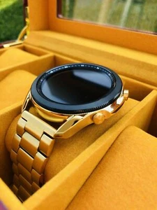 CUSTOM 24K Gold Plated 45mm Samsung Galaxy 3 Gold Link Band - Bluetooth - Picture 1 of 6