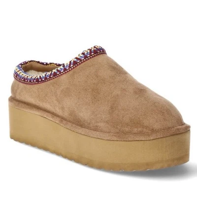 Madden NYC Girl Womens Elyse Faux Fur Lined Tan Platform Slippers Size 9 - NWT. - Image 1 of 4