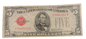 1928C-U S FIVE DOLLAR/OFF CENTERED RED SEAL/GAS PUMP(A) F-A Block - Bild 1 von 7