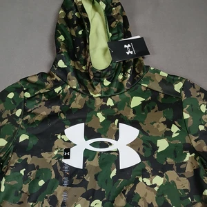 NWT Under Armour Hoodie Youth Medium Green Camo Logo Pullover Sweatshirt Boys - Picture 1 of 5