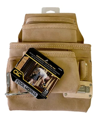 CLC Carpenter's Nail & Tool Bag Toolworks 1923X 10 Pocket Job Site/Home Repair - Image 1 of 4