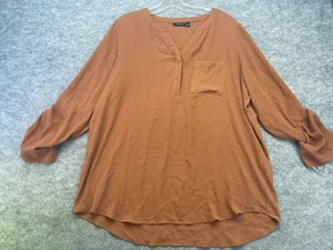 Camisa Apt 9 Talla XL Extra Grande Marrón Pullover Túnica Pestaña Enrollable Cuello en V Nueva sin Etiquetas - Imagen 1 de 10