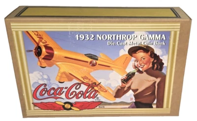 Vintage Coca-Cola 1932 Northrop Gamma Die-Cast Metal Airplane Coin Bank B900 - Image 1 of 4
