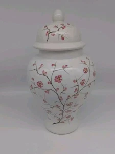 Vintage Bassano Italy 12" Ingwerglas mit Deckel Kirschblüten rosa Blumen schön  - Bild 1 von 17