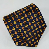 Paul Fredrick Mens Silk Tie Navy Blue with Gold Copper Stars (1054)
