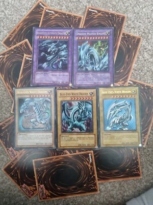 Blue Eyes White Dragon x 3, blue eyes ultimate dragon, dragon master knight - Image 1 of 4