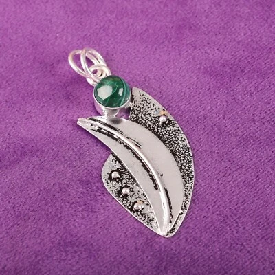Excelente colgante de piedras preciosas de malaquita de plata de ley 925 hecho a mano joyería regalos Foto 1 de 4