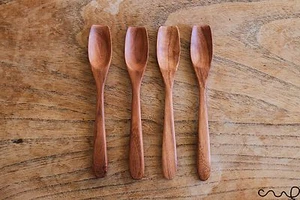 4 cucharaditas pequeñas de madera hechas a mano madera de rosa azúcar especias regalo 14 cm A - Imagen 1 de 8