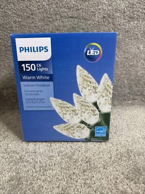 Cadena de luces LED facetadas C6 blancas cálidas Philips 150 unidades longitud iluminada 37,2 Foto 1 de 3