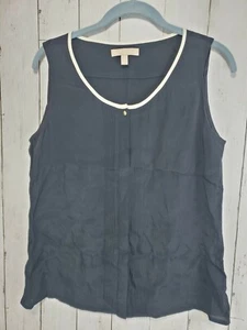 Banana Republic Black 100% Rayon Button Up Tank Top Size S Small EUC - Picture 1 of 6