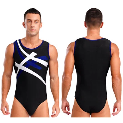 Men's Sleeveless U Neck Leotard Bodysuit Wrestling Singlet Swimming Jockstrap - Image 1 of 4