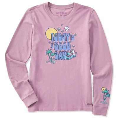 La vida es buena. Camiseta trituradora de manga larga Good Day para mujer, púrpura violeta Foto 1 de 4