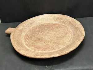OLD VINTAGE HAND CARVED INDIAN SOLID HEAVY LARGE STONE PLATTER / BOWL /STAND. - Picture 1 of 12