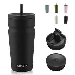20oz Insulated Tumbler With Lid And Straw 2 Lids straw/flip Iced Coffee Cup Re - Picture 1 of 8