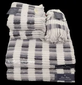 6pc BROOKS BROTHERS Mosaic Tile THICK PLUSH TURKISH Towel Set New - Picture 1 of 10