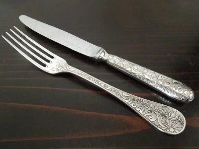 Tenedor y cuchillo Christofle JARDIN D'EDEN de plata de ley Foto 1 de 4