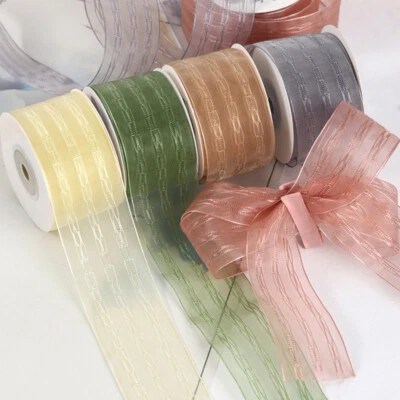 Wavy Streak Sheer Ribbon Chiffon Organza Irregular Stripe Webbing - 4cm*9M Reel - Image 1 of 3