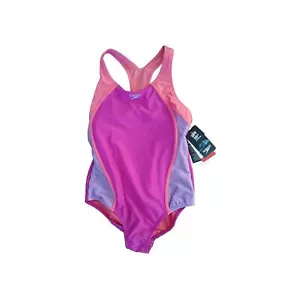 SPEEDO Girl's Size 16 Swimsuit 1 Pc Swim Rose Violet Pink Coral New - Picture 1 of 7
