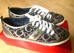GUESS Briar Blue-Multi Logo Fabric Fashion Sneakers Shoes, Women's 9.5M New - Picture 1 of 15