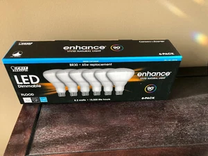 6 BULBS DAYLIGHT LED FEIT ELECTRIC BR30 FLOOD 65W=8.3W WATTS DIMMABLE 5000K - Picture 1 of 1