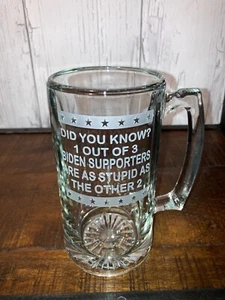 New Republican TRUMP 2024 MAGA Glass Beer Mug Sandblast Etched / Engraved - Picture 1 of 2