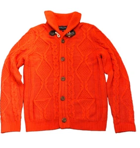 Paisley & Gray Men’s Orange Cable Knit Cardigan Slim Fit Sweater Size Medium - Picture 1 of 5