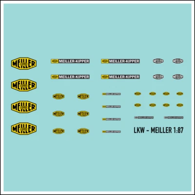 Waterslide Decal 1:87 -  Meiller Kipper Baustelle W50 Truck LKW Multicar Unimog - Bild 1 von 3