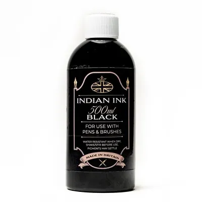 GC Indian Ink - 500 Ml Tinta Permanente Negra Profunda - Para Uso Con Bolígrafos Y Cepillos • 13.90€